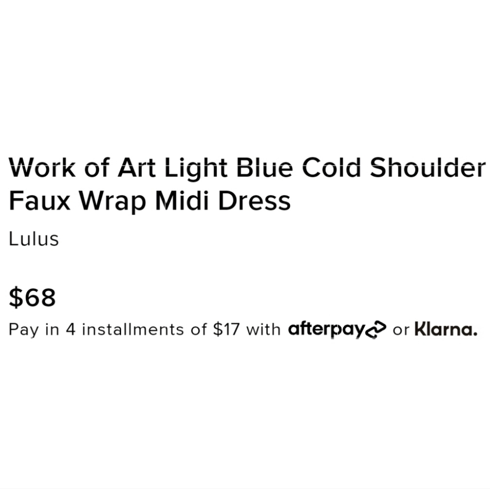 NWT Lulu's work of art light blue cold shoulder faux wrap midi dress size L - Picture 8 of 12